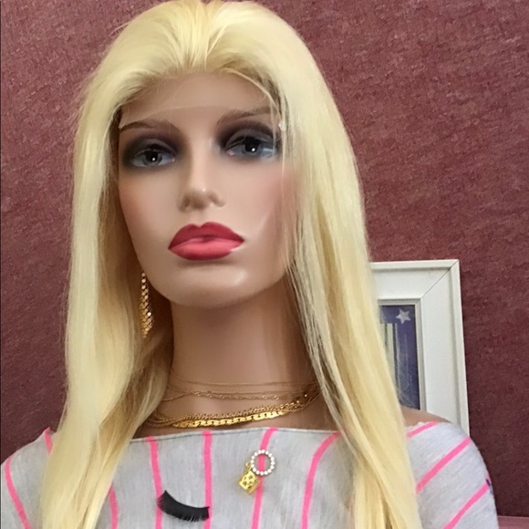 mines diamond Other - Human Wigs Lace Closer Honey Blonde Straight 150 Density 4x4 Gold 613 20-Inch